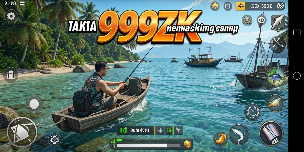 Gameplay memancing yang seru di 999ZK dengan berbagai jenis ikan.