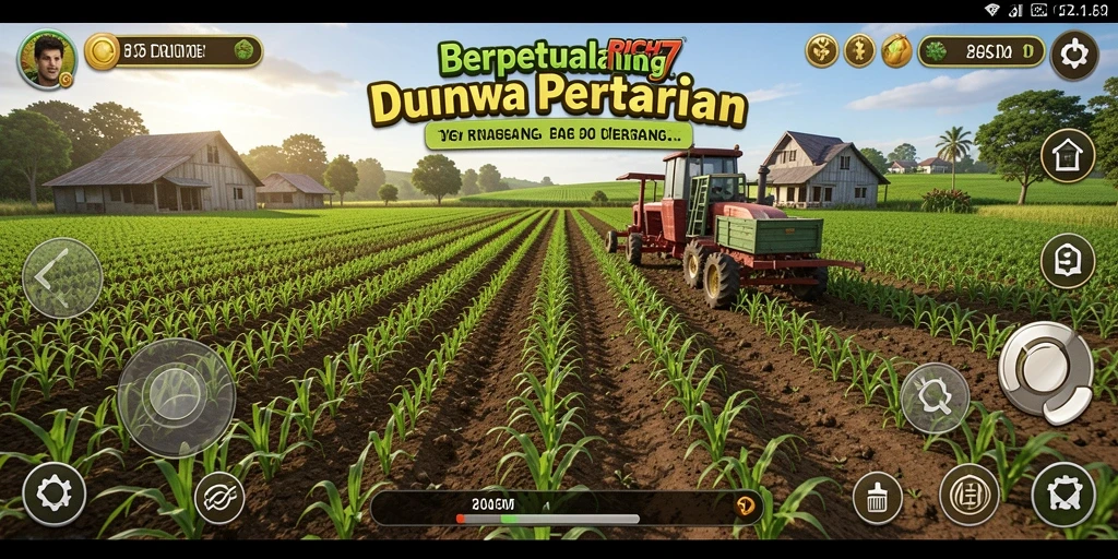 Screenshot RICH7 menampilkan gameplay seru saat merawat tanaman di ladang.
